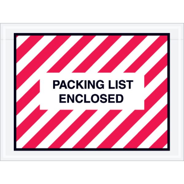4 1/2" x 6" Red (Striped) "Packing List Enclosed"