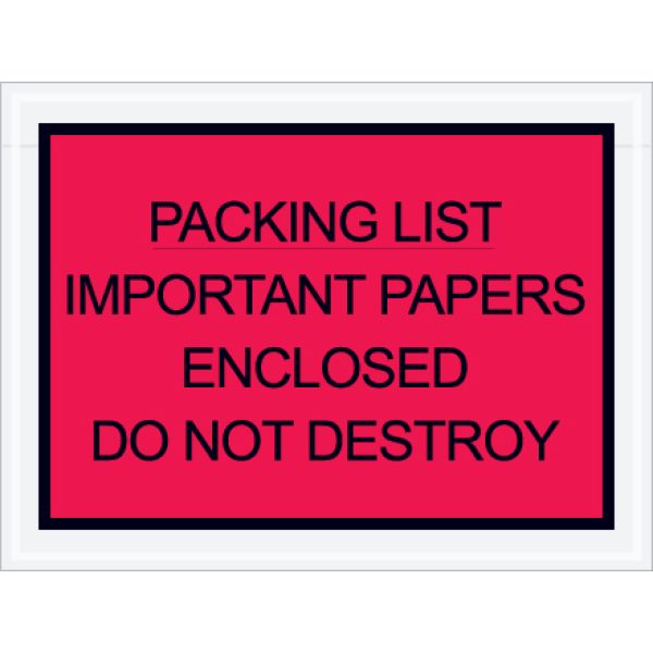 4 1/2" x 6" Red "Important Papers Enclosed" Envelopes