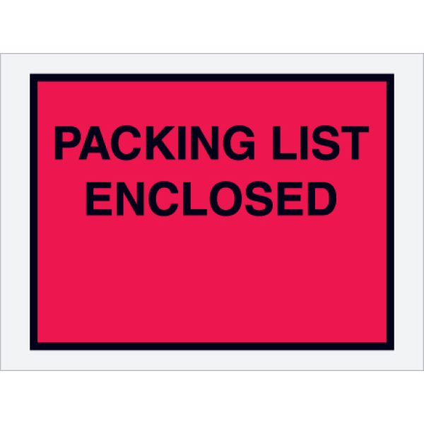 4 1/2" x 6" Red "Packing List Enclosed" Envelopes