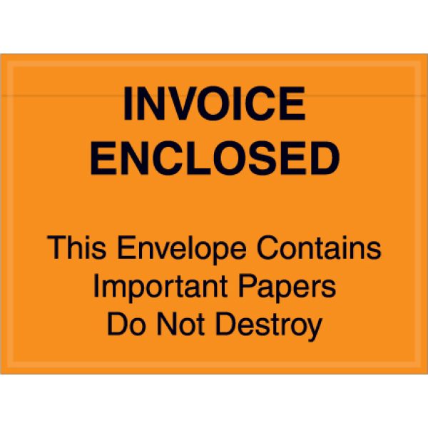 4 1/2" x 6" Orange "Important Papers Enclosed" Envelopes