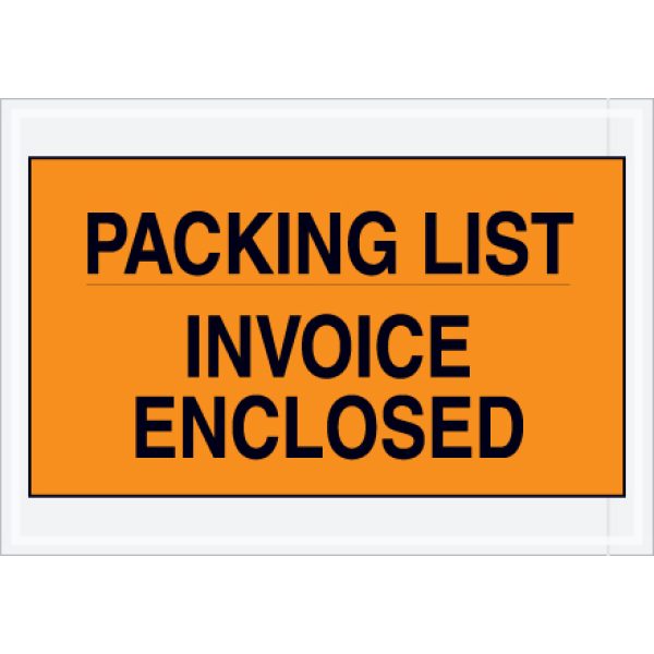 7" x 10" Orange "Packing List/Invoice Enclosed" Envelopes