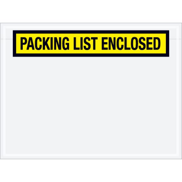 4 1/2" x 6" Yellow "Packing List Enclosed" Envelopes