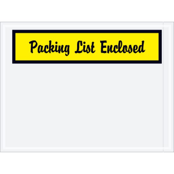 4 1/2" x 6" Yellow "Packing List Enclosed" Envelopes