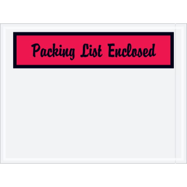 4 1/2" x 6" Red "Packing List Enclosed" Envelopes