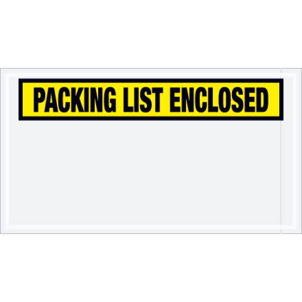 5 1/2" x 10" Yellow "Packing List Enclosed" Envelopes
