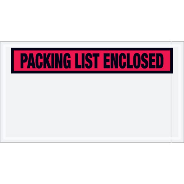 5 1/2" x 10" Red "Packing List Enclosed" Envelopes
