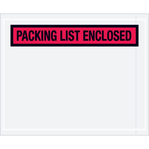 4 1/2" x 5 1/2" Red "Packing List Enclosed" Envelopes