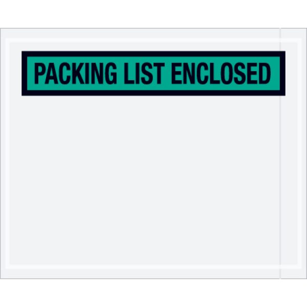 4 1/2" x 5 1/2" Green "Packing List Enclosed" Envelopes