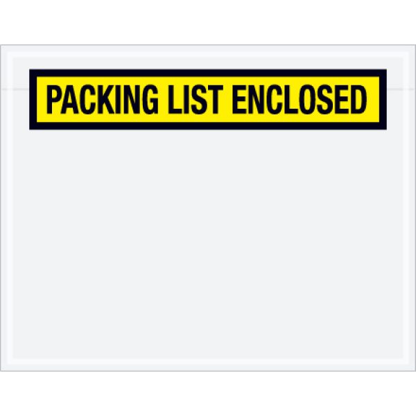 7" x 5 1/2" Yellow "Packing List Enclosed" Envelopes