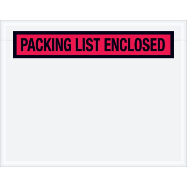 7" x 5 1/2" Red "Packing List Enclosed" Envelopes