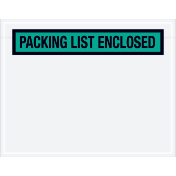 7" x 5 1/2" Green "Packing List Enclosed" Envelopes