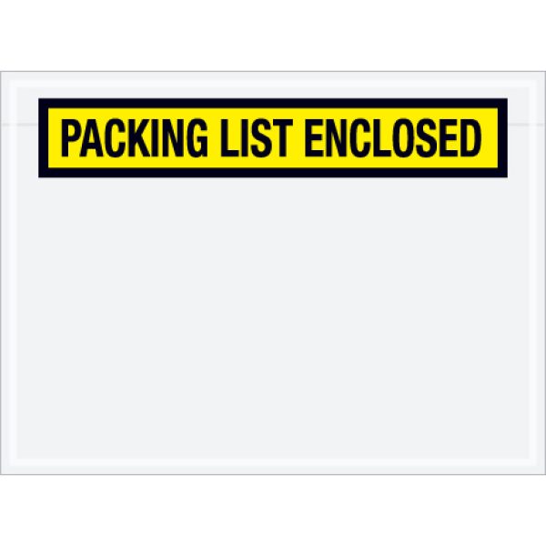 6 3/4" x 5" Yellow "Packing List Enclosed" Envelopes