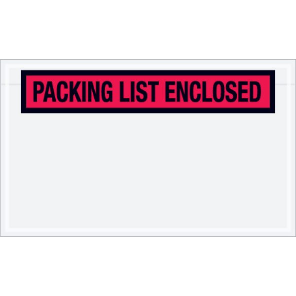 4 1/2" x 7 1/2" Red "Packing List Enclosed" Envelopes
