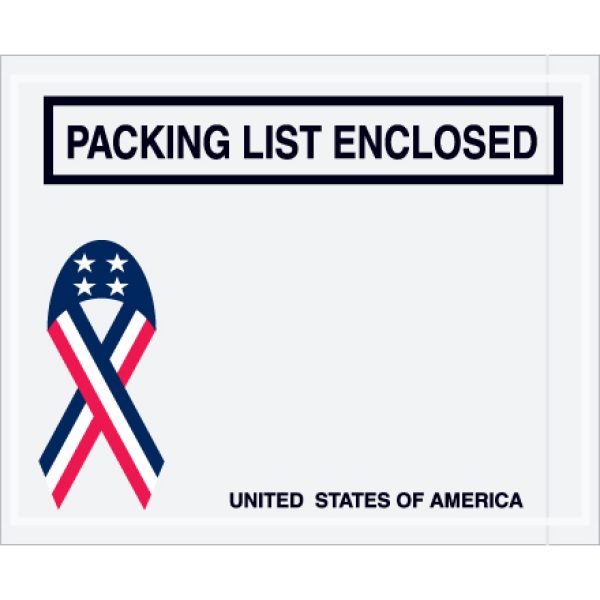 4 1/2 x 5 1/2" U.S.A. Ribbon "Packing List Enclosed" Envelopes