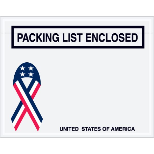 7" x 5 1/2" U.S.A. Ribbon "Packing List Enclosed"
