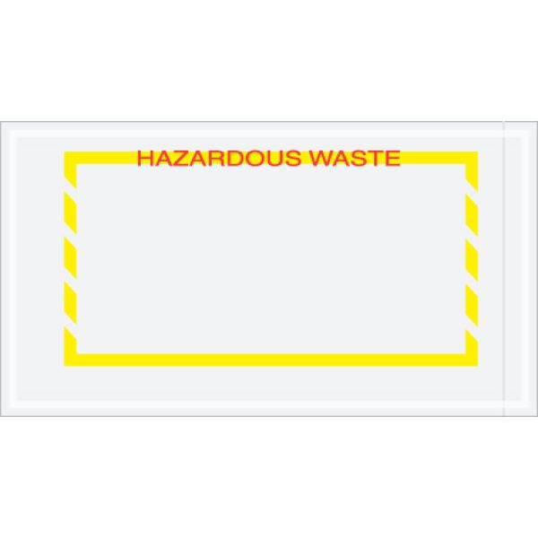 5 1/2" x 10" Yellow Border "Hazardous Waste" Document Envelopes