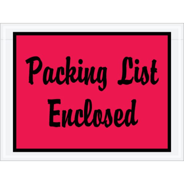 4 1/2" x 6" Red "Packing List Enclosed" Envelopes
