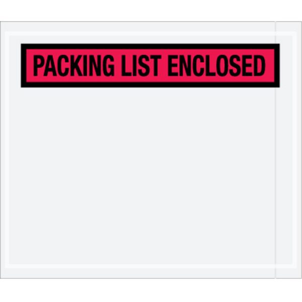 7" x 6" Red "Packing List Enclosed" Envelopes