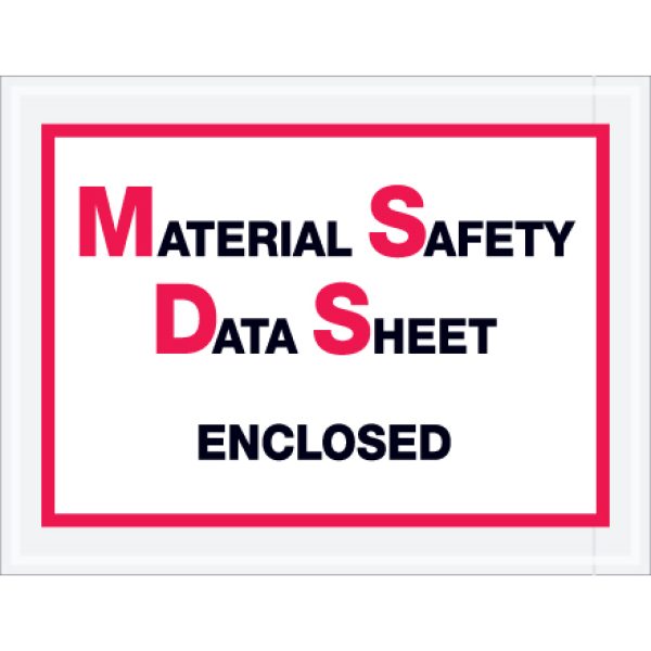 6 1/2" x 5" "Material Safety Data Sheet Enclosed" Envelopes