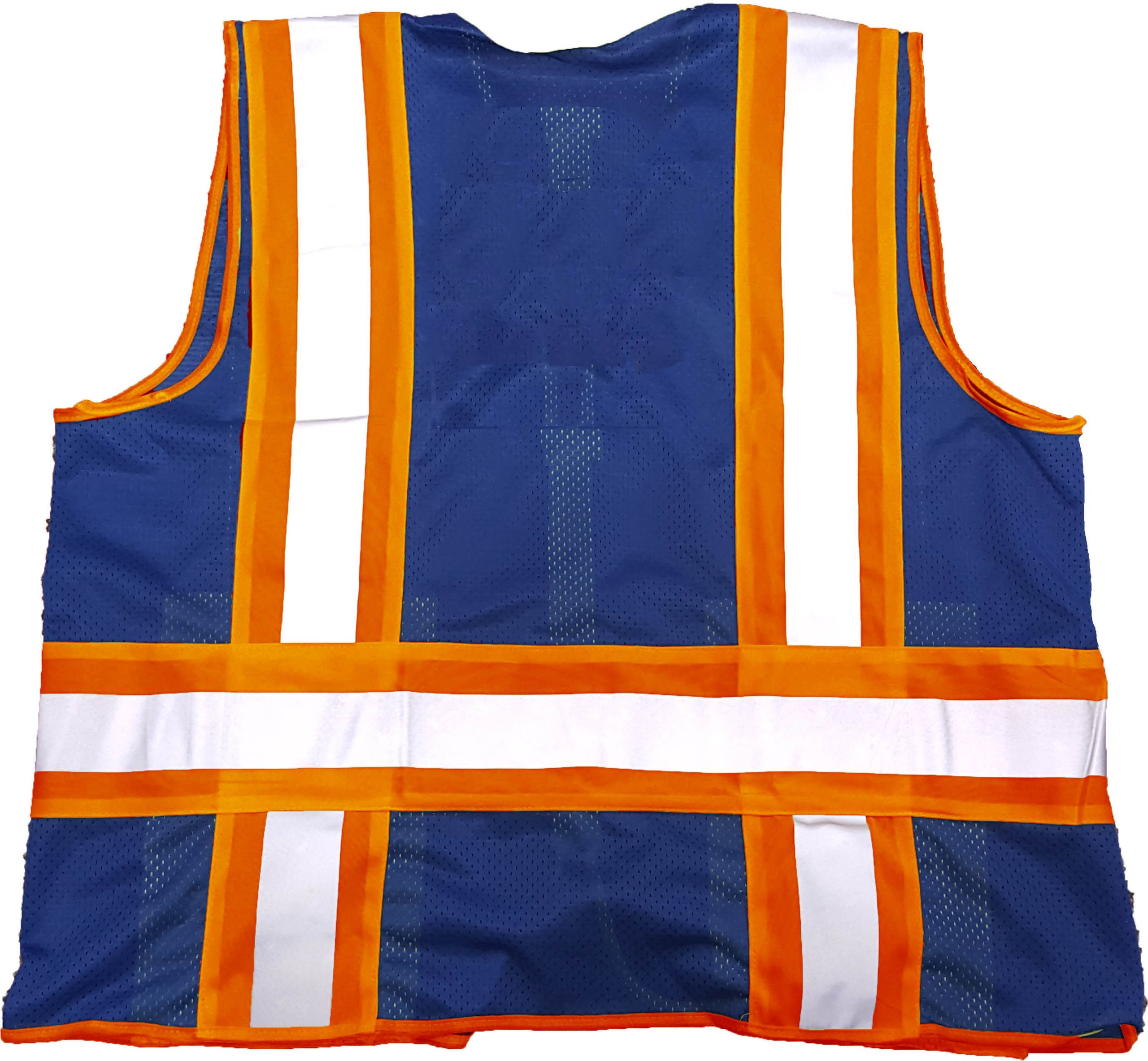 Royal Blue Mesh Safety Vest with Orange/Silver Laminated Stripes