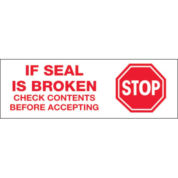 2" x 55 yds. - "Stop If Seal Is Broken..." Printed Tape