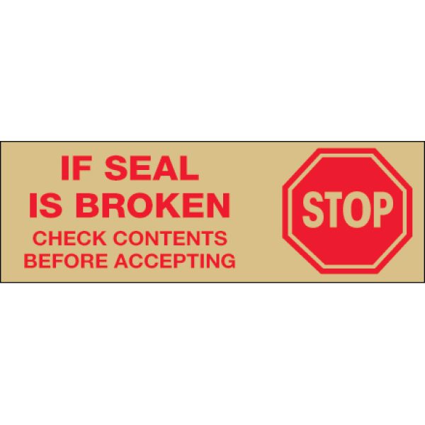 2" x 55 yds. - "Stop If Seal Is Broken..." Printed Tape