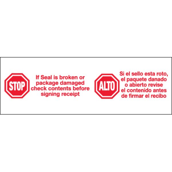 2" x 110 yds. - "Stop / Alto" Pre-Printed Carton Sealing Tape