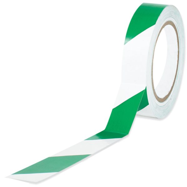 1" x 36 yds. Green/White (3 Pack) Striped Vinyl Safety Tape