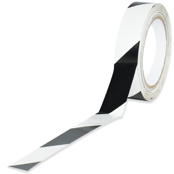 1" x 36 yds. Black/White Striped Vinyl Safety Tape