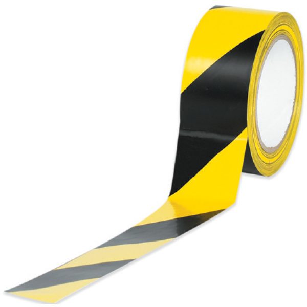 2" x 36 yds. Black/Yellow Striped Vinyl Safety Tape