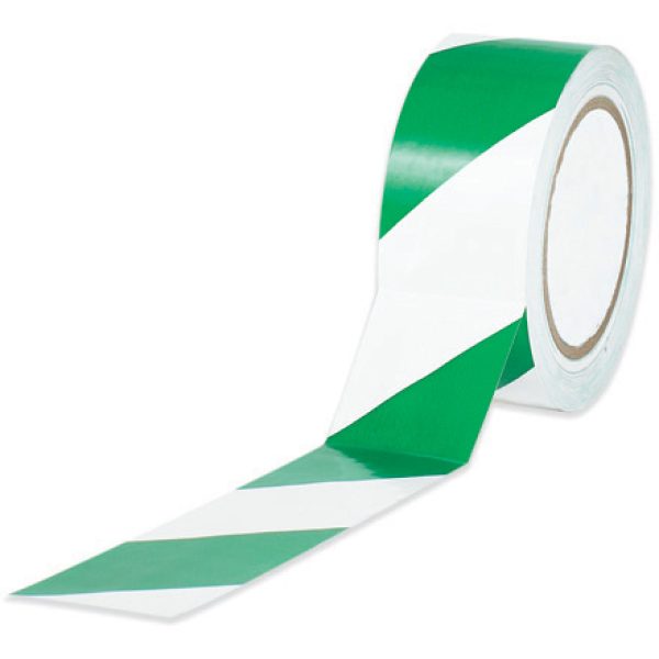 2" x 36 yds. Green/White Striped Vinyl Safety Tape