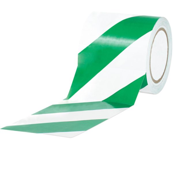 4" x 36 yds. Green/White (3 Pack) Striped Vinyl Safety Tape