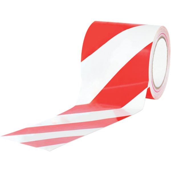 4" x 36 yds. Red/White Striped Vinyl Safety Tape