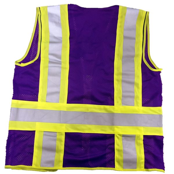 Royal Purple Mesh Safety Vest with Lime/Silver Laminated Stripes