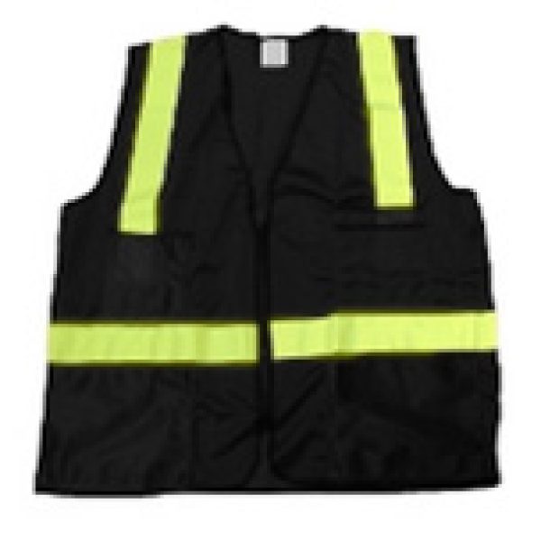 Black Mesh Safety Vest with Lime Hi-Gloss Stripes