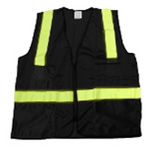 Black Mesh Safety Vest with Lime Hi-Gloss Stripes