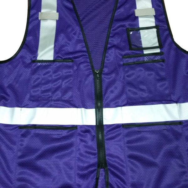 Royal Purple Mesh Safety Vest with Silver Hi-Gloss Stripes