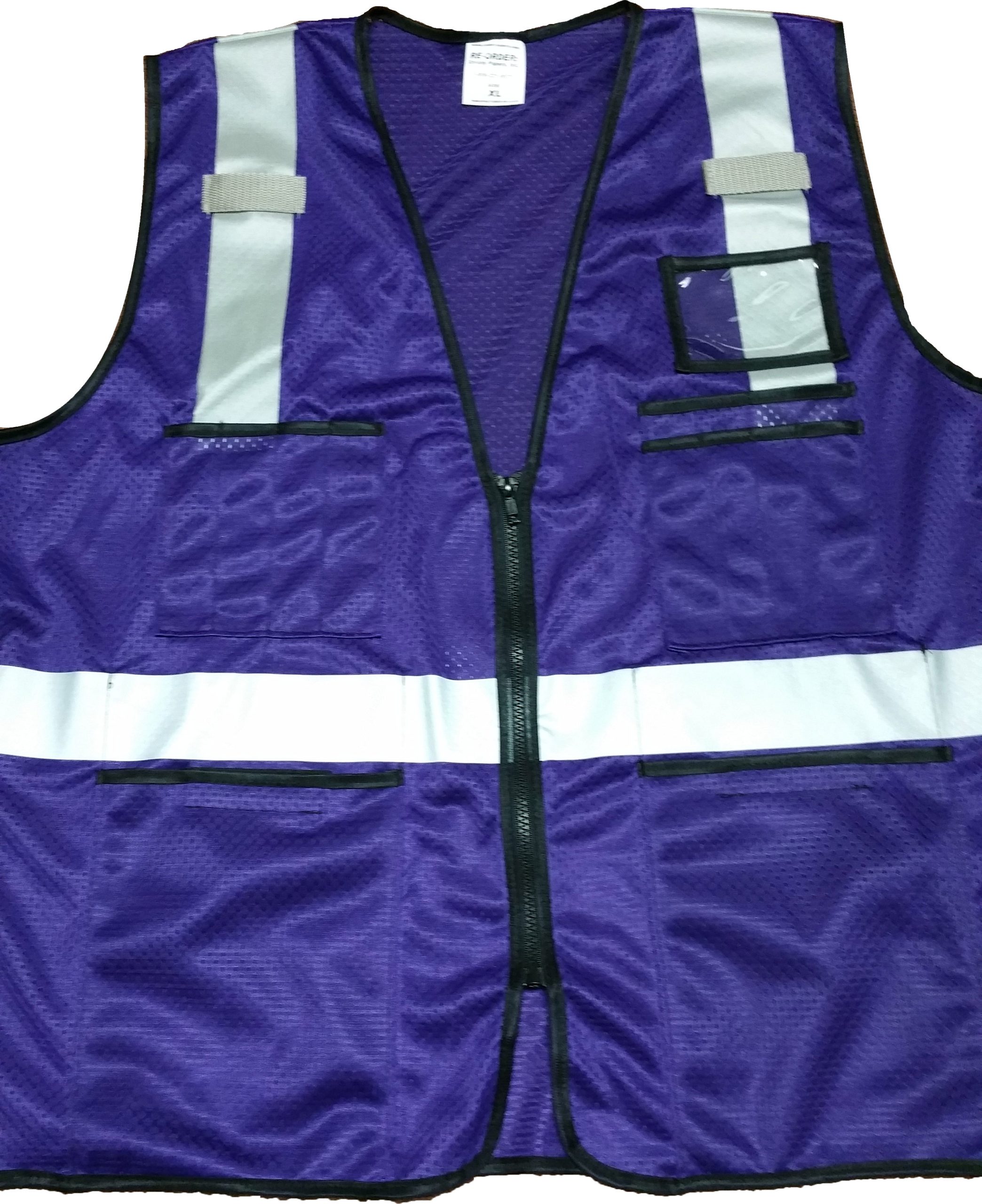 Royal Purple Mesh Safety Vest with Silver Hi-Gloss Stripes